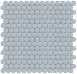Glass Mosaic Tile Penny Round Tender Gray