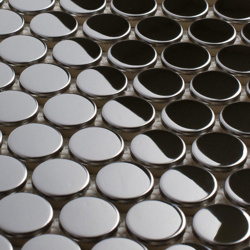 Stainless Steel Mirror Mosaic Tile Penny Round