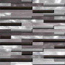Aluminum Glass Mosaic Tile Silver Mix Stripes