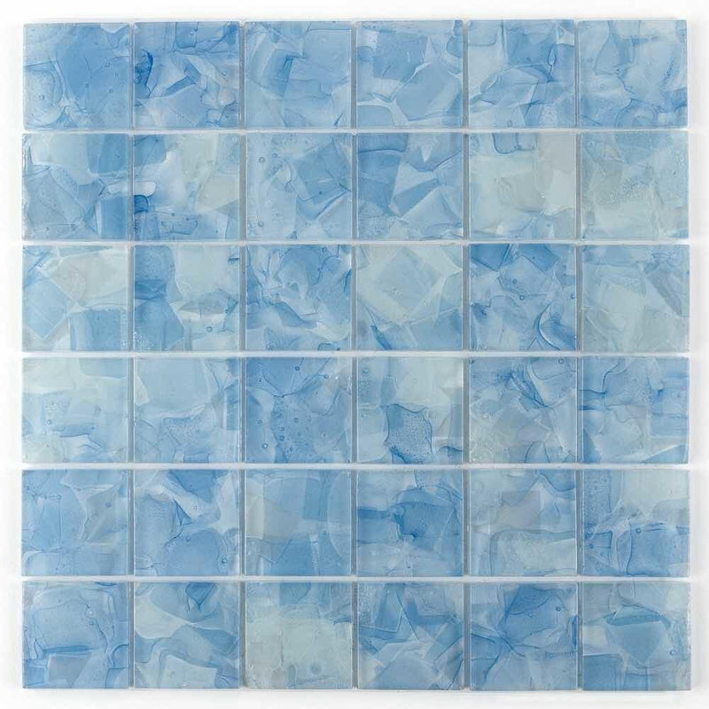 Liquid Glass Mosaic Tile Blue 2 x 2