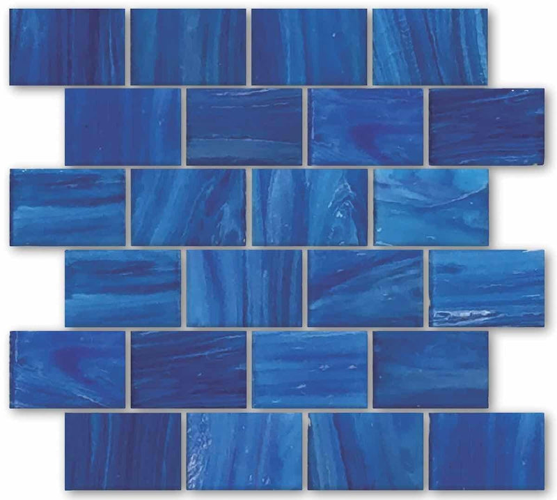Glass Mosaic Tile Water Art Navy Blue 2x3