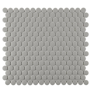 Penny Round Mosaic Tile Matte Gray