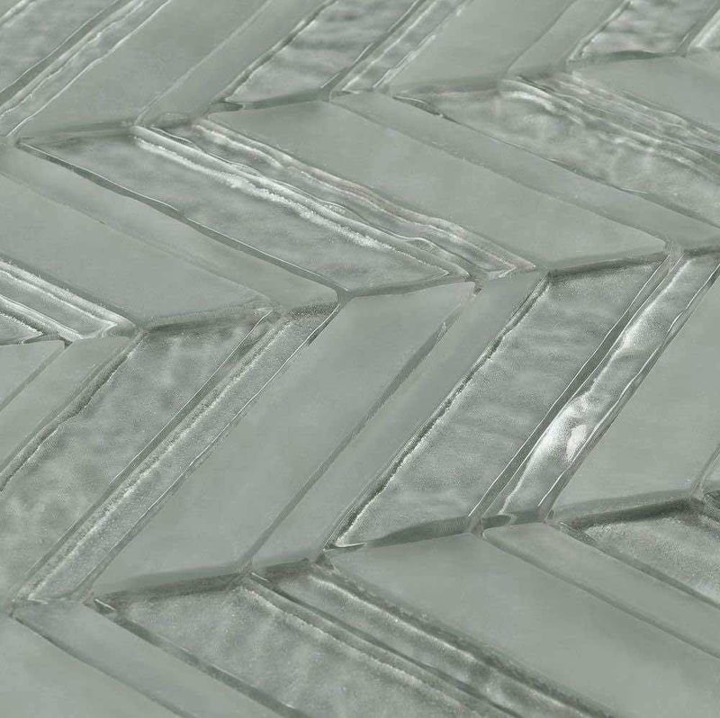 Glass Mosaic Tile Chevron Light Olive