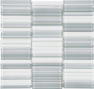 Glass Mosaic Tile Stacked Multi Grey