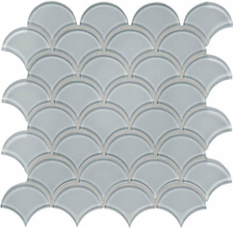 Glass Mosaic Tile Scallop Tender Gray