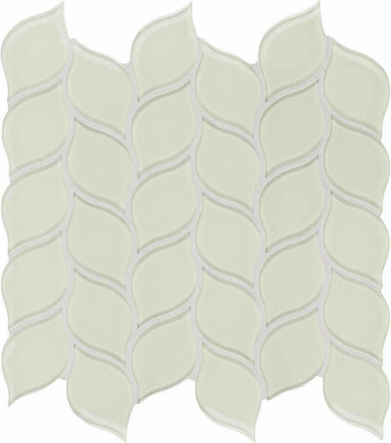 Glass Mosaic Tile Floral Leaf Creamy