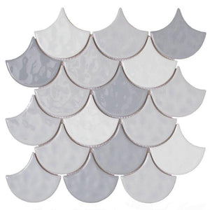 Scallop Ceramic Mosaic Wall Tile Gray