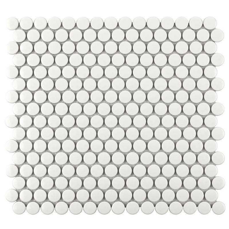 Penny Round Ceramic Tile Glossy White