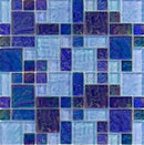 Iridescent Glass Tile Marine Cobalt Blue Pattern
