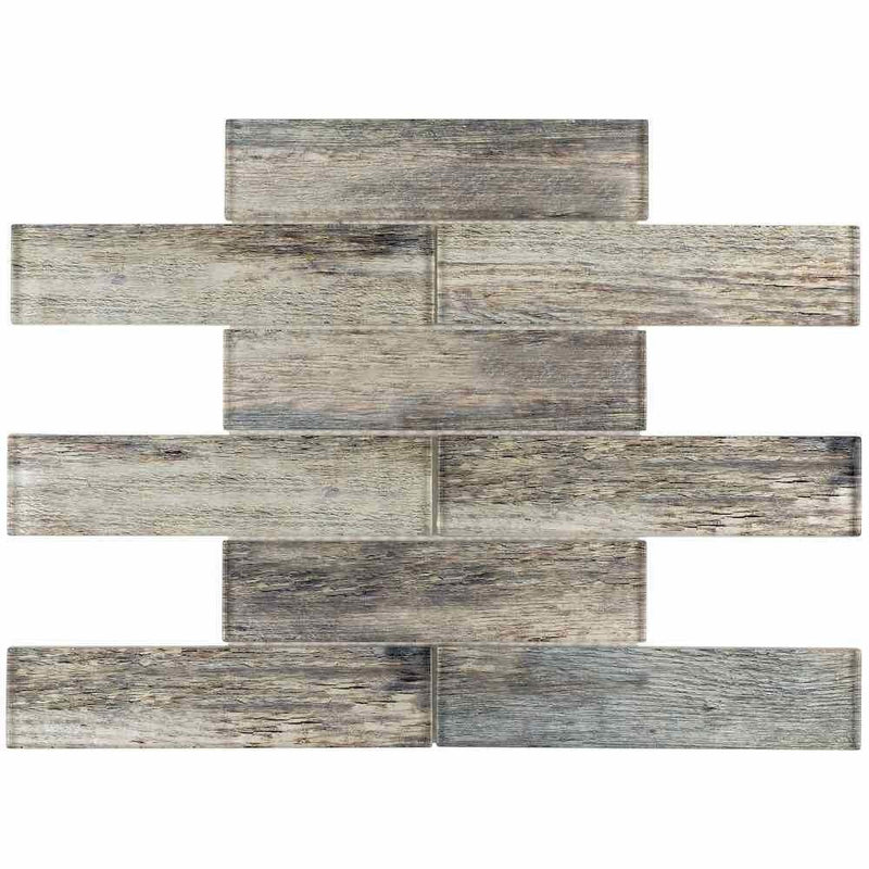 Subway Glass Tile Birch Wood 2 x 8