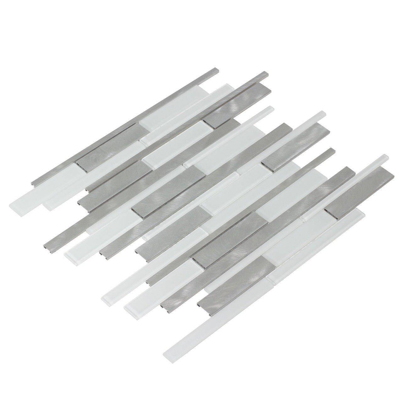 Glass Stainless Tile Millennium White