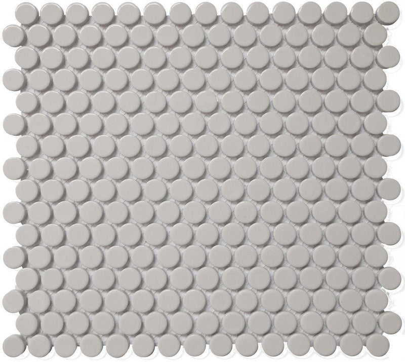 Penny Round Ceramic Tile Glossy Gray