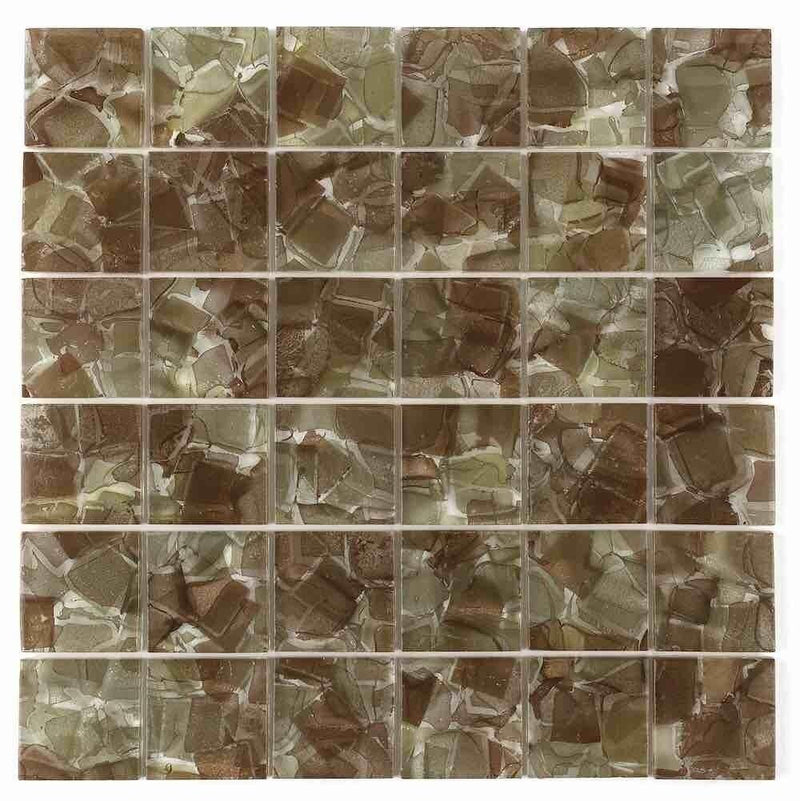 Liquid Glass Mosaic Tile Tamarind 2 x 2