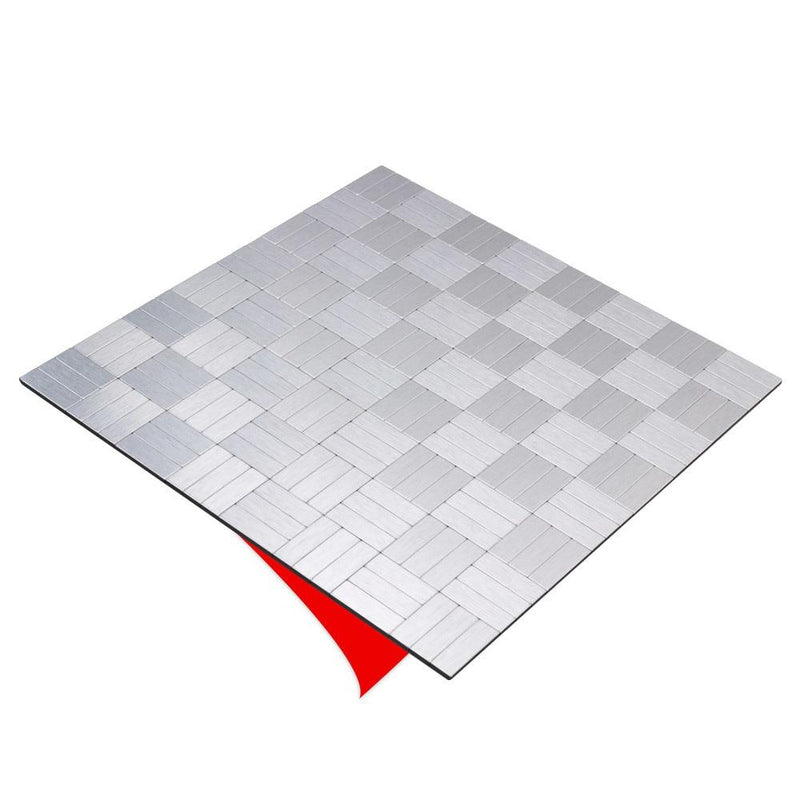 Peel and Stick Metal Mosaic, Stainless Steel Subway Tile in Silver Matte  Finish