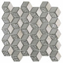 Glass Stone Mosaic Tile Rhombus French Gray