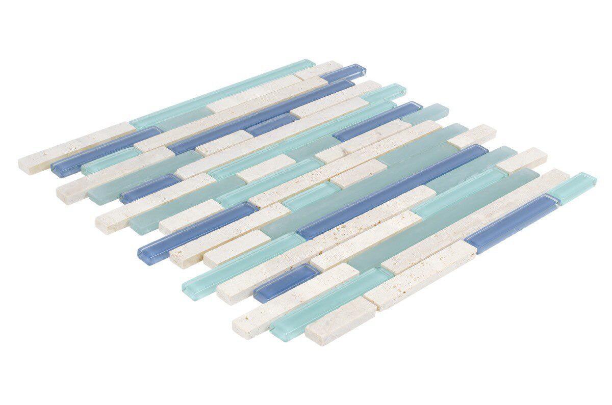 Glass Travertine Aqua Blend Tile Brick for Backsplash