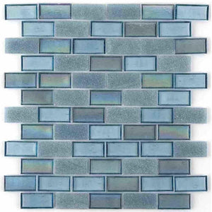 Iridescent Recycled Glass Tile Neutral 1 x 2
