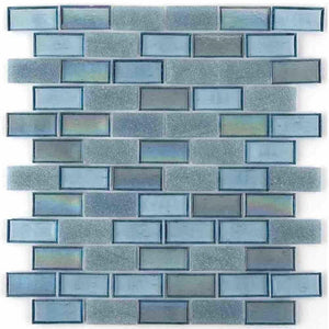 Iridescent Recycled Glass Tile Neutral 1 x 2