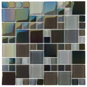 Glass Pool Tile Shimmer Grey Random