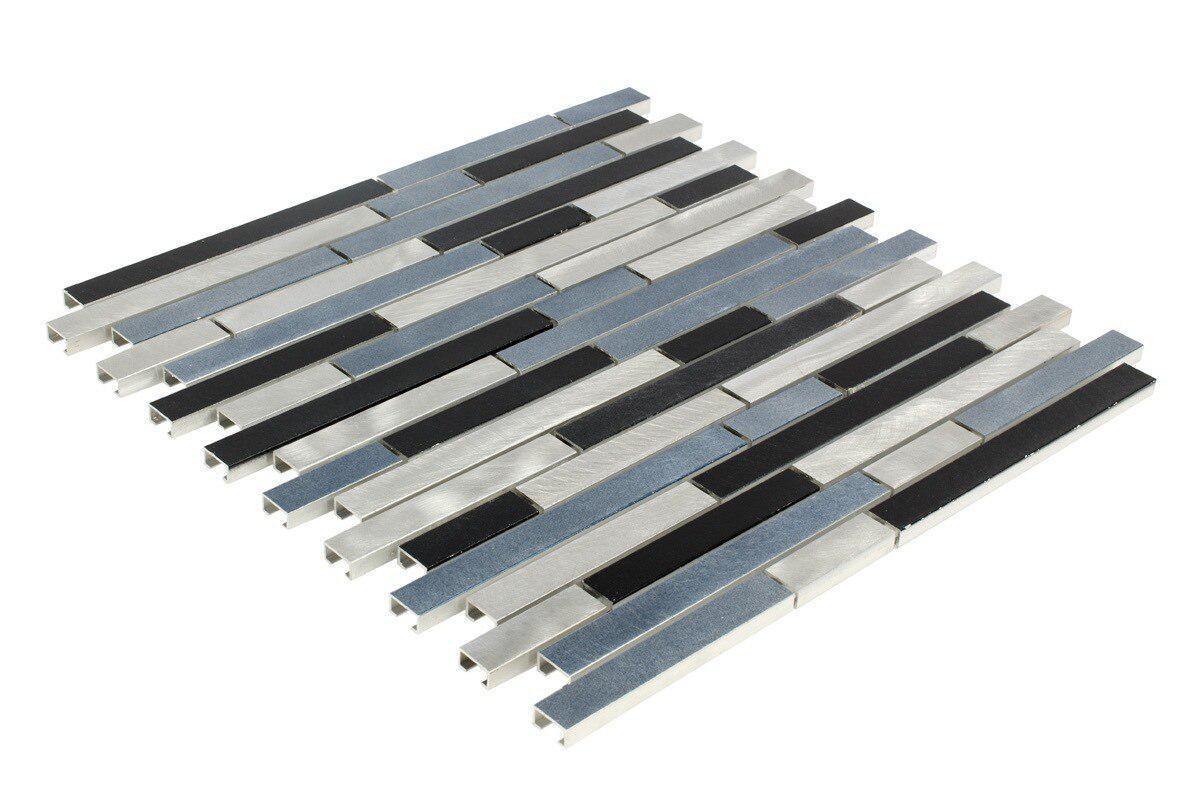 Aluminum Mosaic Tile Interlocking Black Mix Mineral Tiles