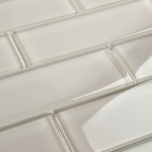 Glass Subway Tile White Moderne 2x6