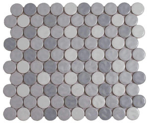 Penny Round Ceramic Mosaic Tile Gray