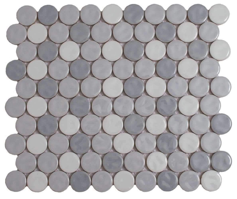 Penny Round Ceramic Mosaic Tile Gray