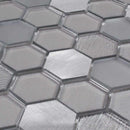 Glass Metal Mosaic Tile Hexagon Grey