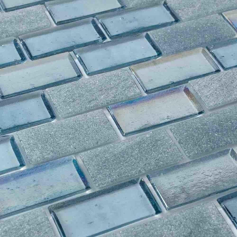 Iridescent Recycled Glass Tile Neutral 1 x 2