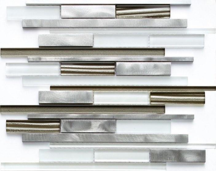 Aluminum Glass Mosaic Tile Modern Silver