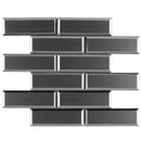Glass Subway Tile Inverted Bevel Mirror Gray 2x6