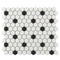 Hexagon Porcelain Mosaic Tile White and Black Dots