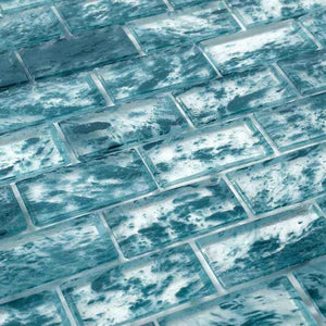 Storm Clear Glass Tile Turquoise 1 x 2