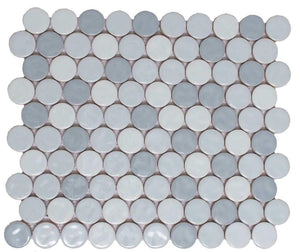 Penny Round Ceramic Mosaic Tile Mist