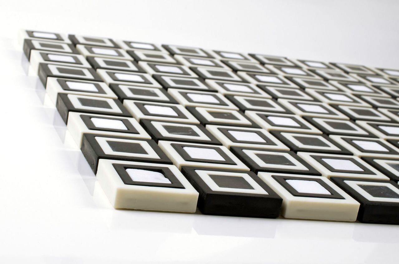 Black and White Cubes Mosaic Tile