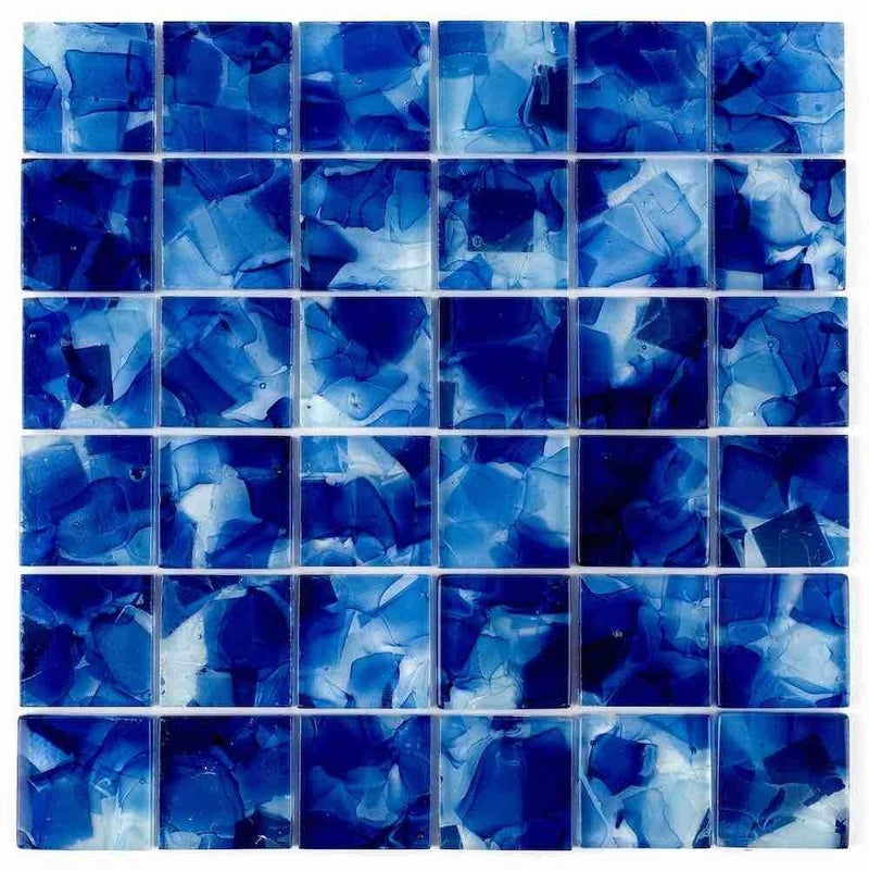 Liquid Glass Mosaic Tile Navy 2 x 2