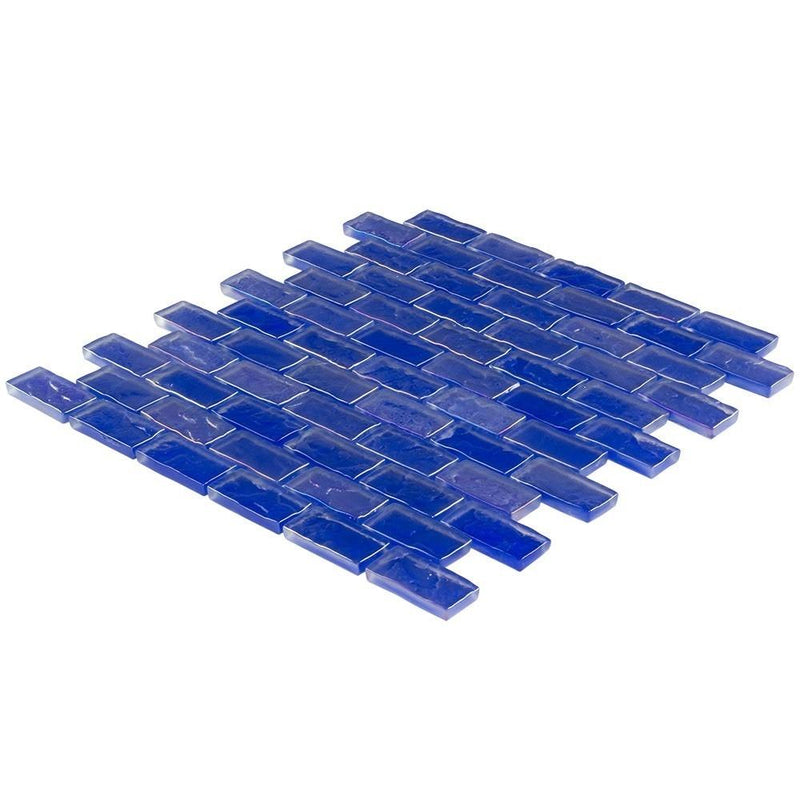 Iridescent Pool Glass Tile Cobalto 1x2