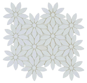 Stone Mosaic Tile Waterjet Flower White