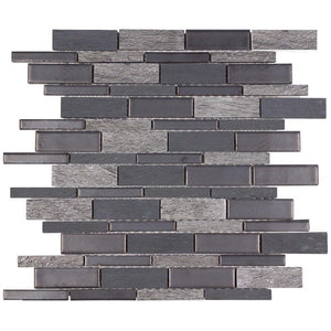 Mosaic Wall Tile Linear Charcoal