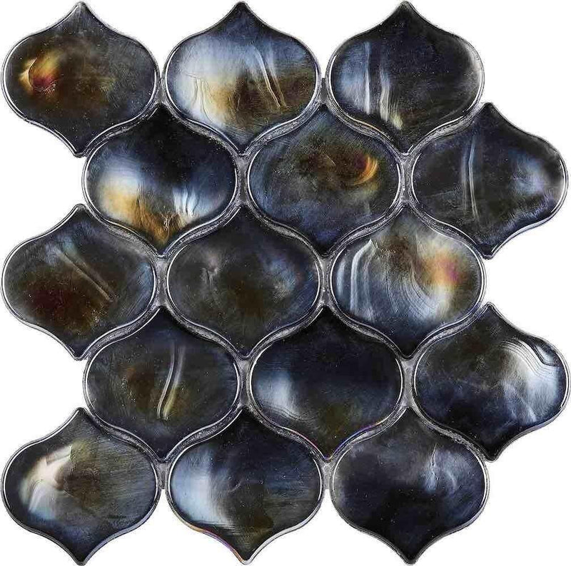 Liquified Glass Tile Indigo Arabesque