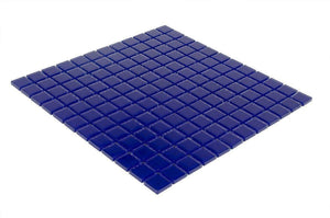 Glass Mosaic Tile Backsplash Cobalt 1x1