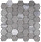 Glass Metal Mosaic Tile Hexagon Grey