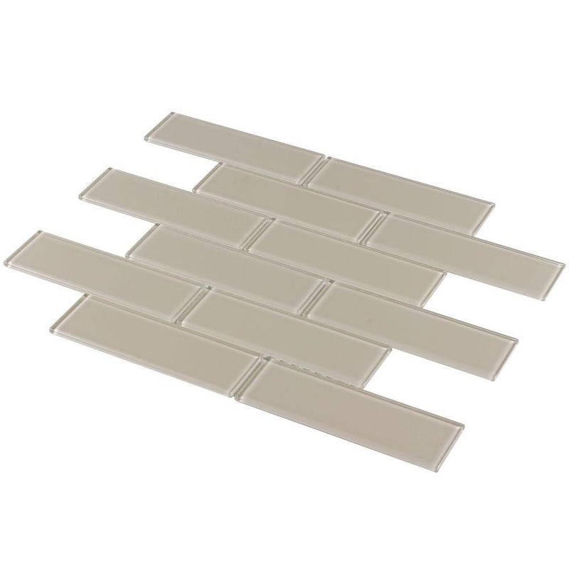 Glass Subway Tile Metropole Khaki 2x6