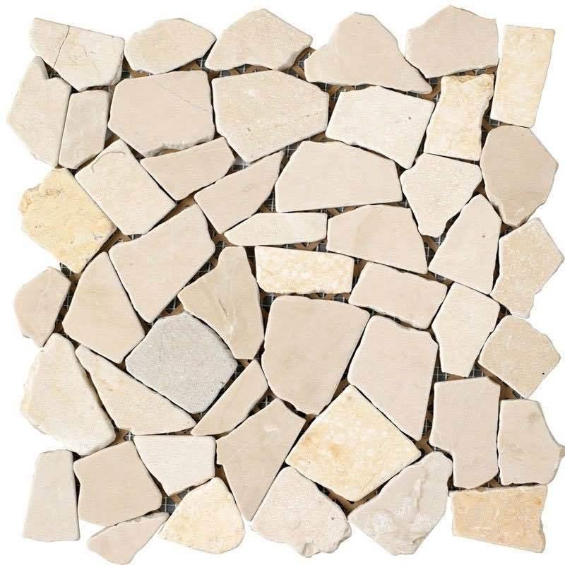 Flat Pebble Stone Mosaic Tile Beige