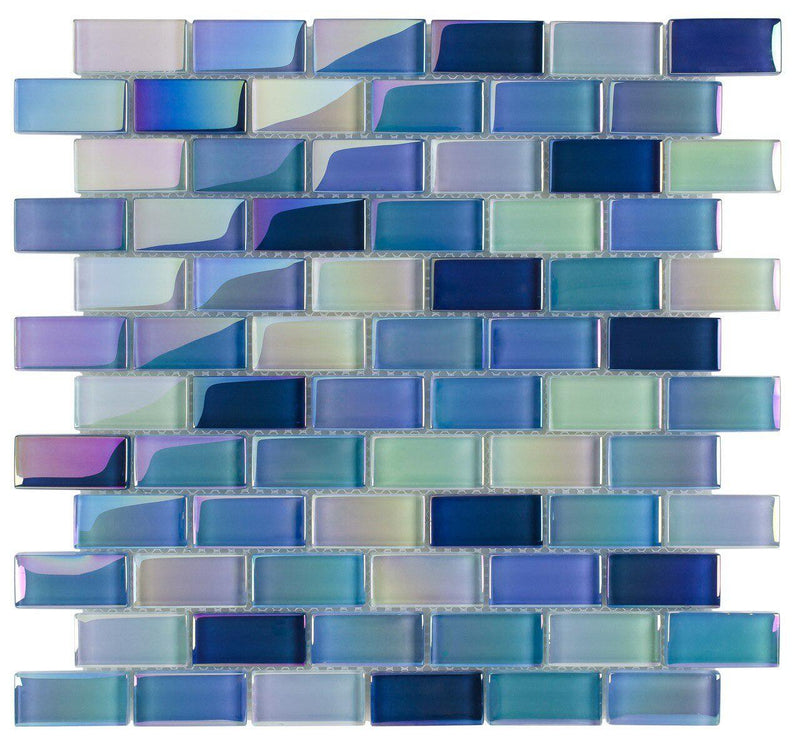 Glass Pool Tile Shimmer Turquoise 1x2