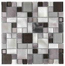 Aluminum Glass Mosaic Tile Silver Mix Pattern