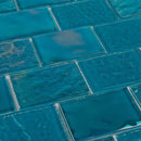 Iridescent Glass Tile Summer Turquoise 2 x 3