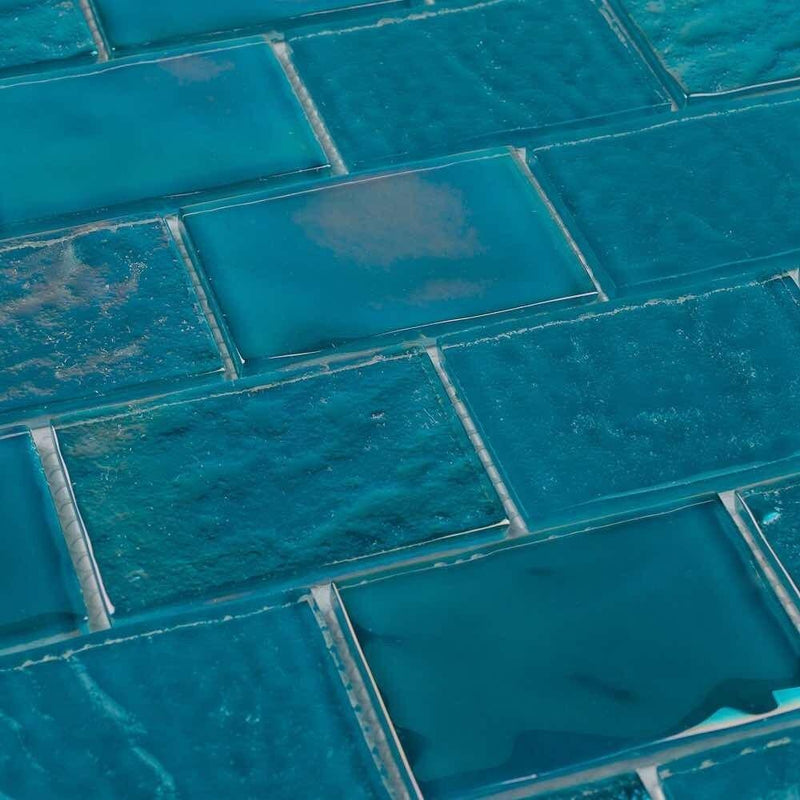 Iridescent Glass Tile Summer Turquoise 2 x 3