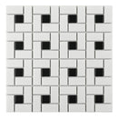 Pinwheel Dot Black and White Porcelain Mosaic Tile