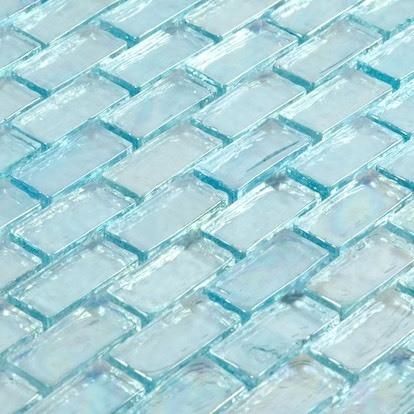 Iridescent Pool Glass Tile Aqua 1x2